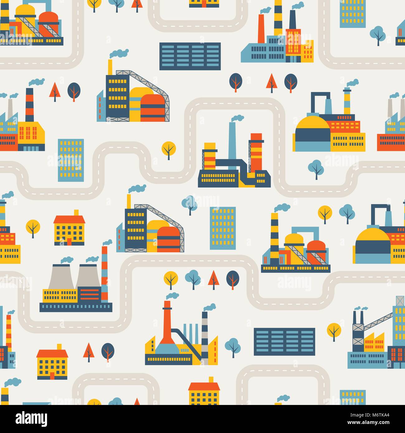 Industrial factory buildings seamless pattern Stock Vector Image & Art ...