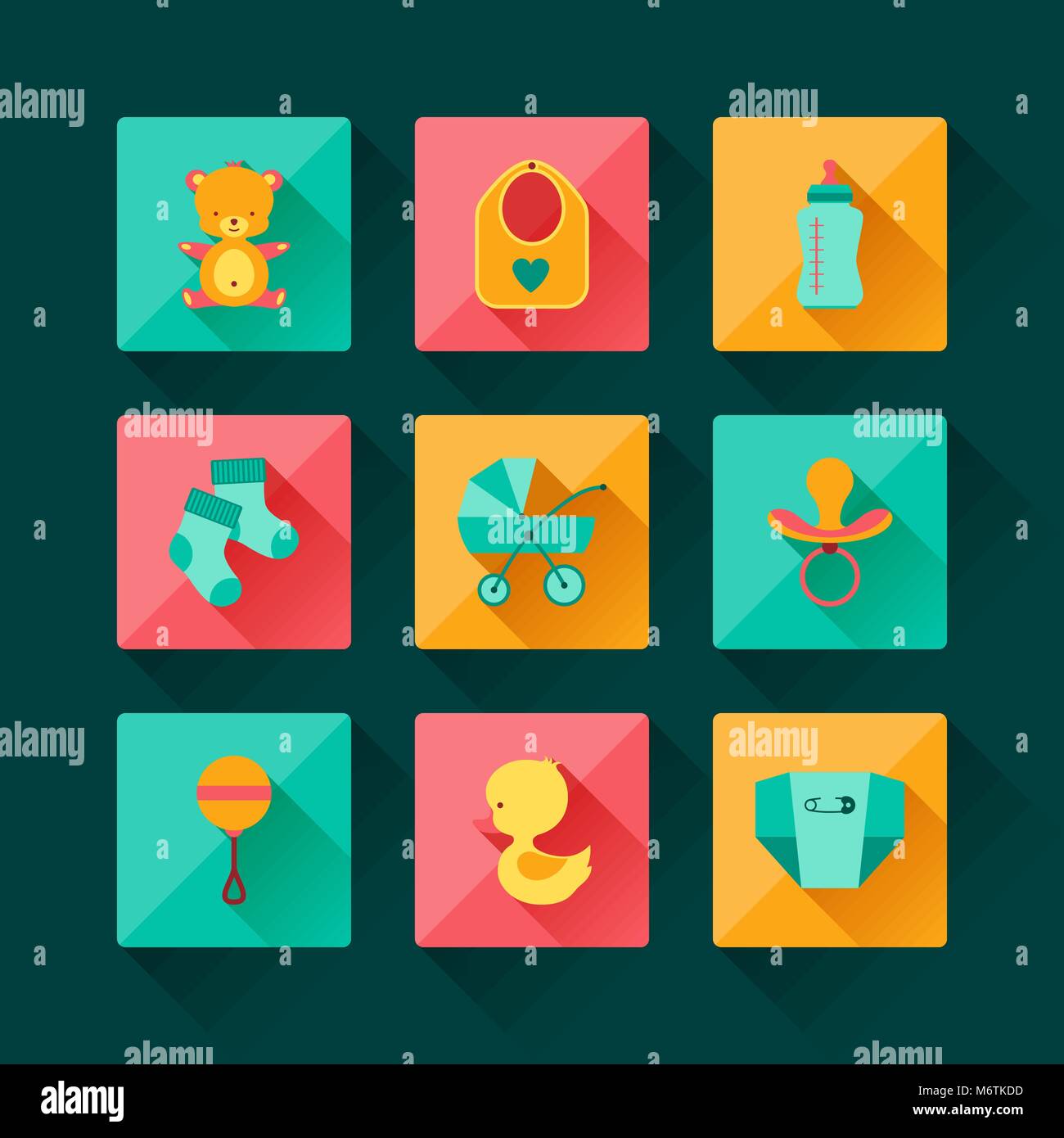 Newborn baby icons set in flat design style Stock Vector Image & Art ...
