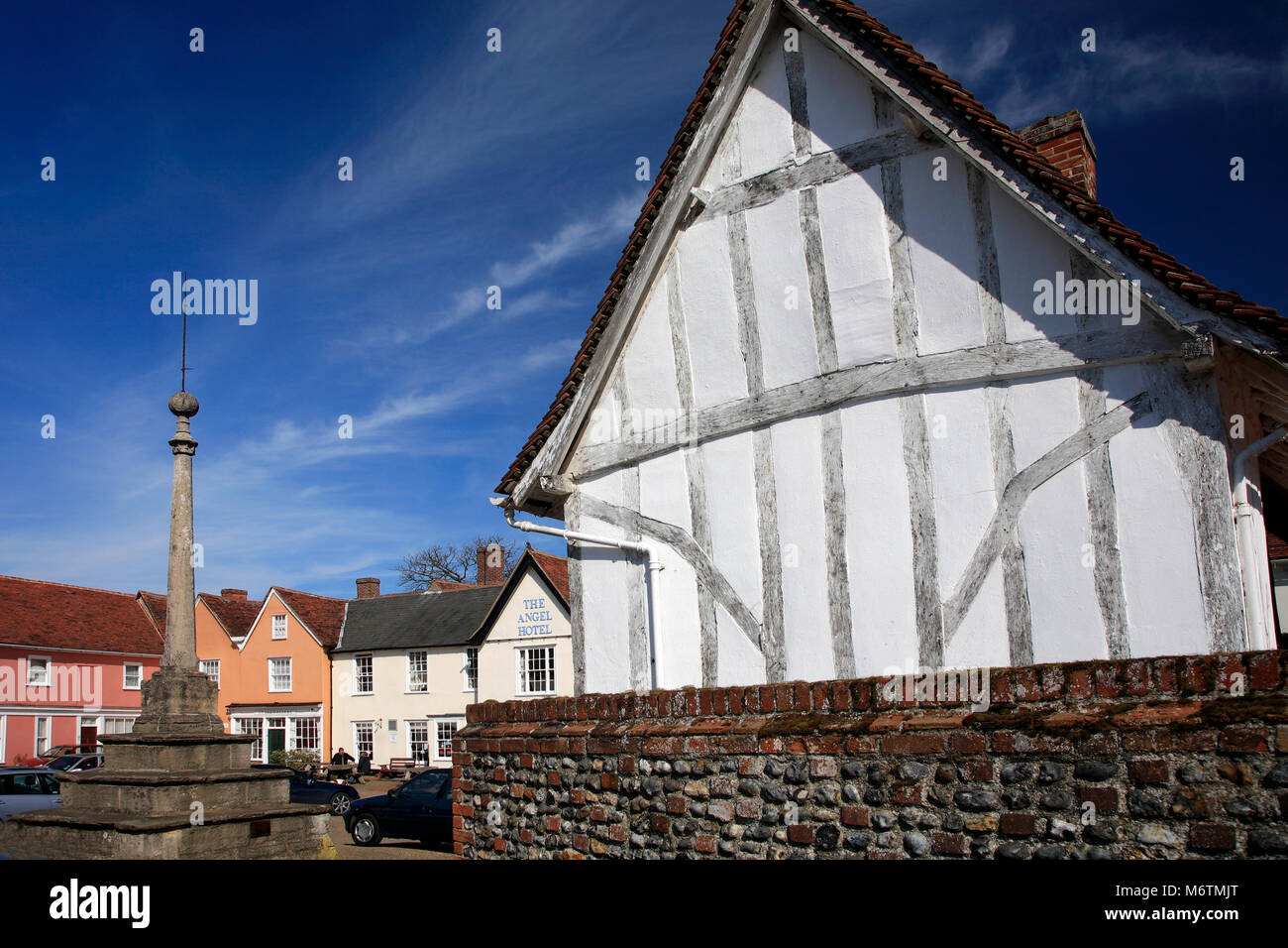 The market cross, Market square, Lavenham village, Suffolk County, England, Britain. Stock Photo