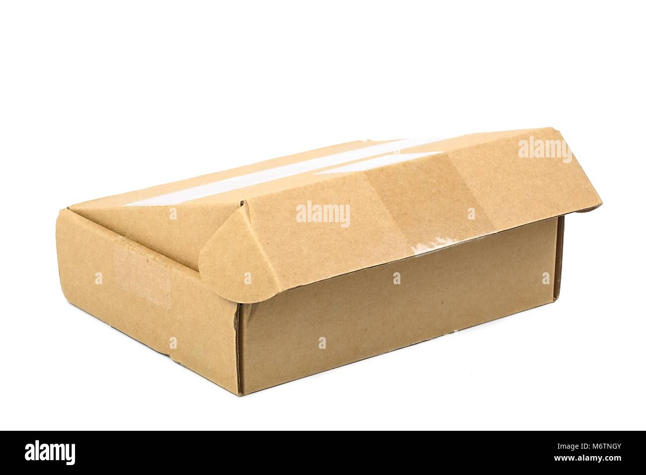 Cardboard Box on White Stock Photo