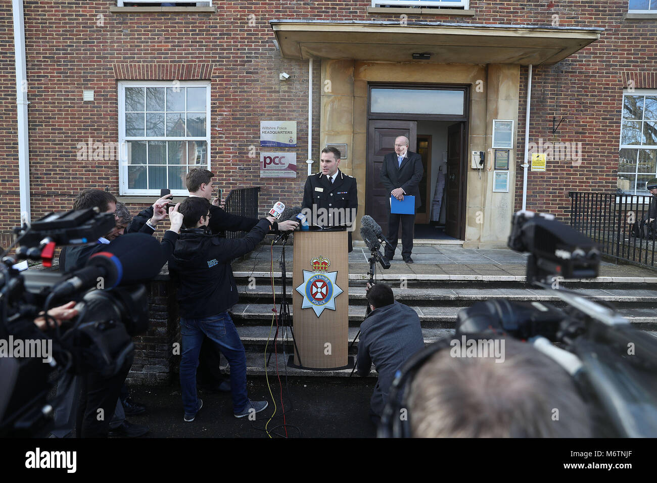 Wiltshire Police Assistant Chief Constable Kier Pritchard speaking at a ...