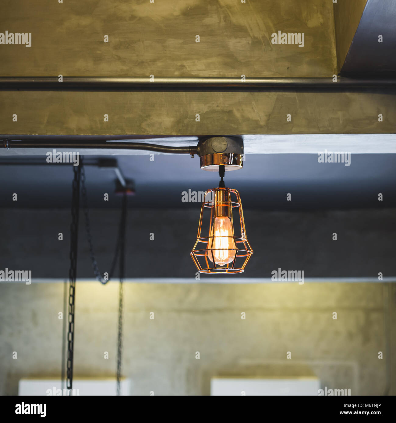 Picture of Vintage lighting decoration on concrete top of wall Stock Photo - Alamy