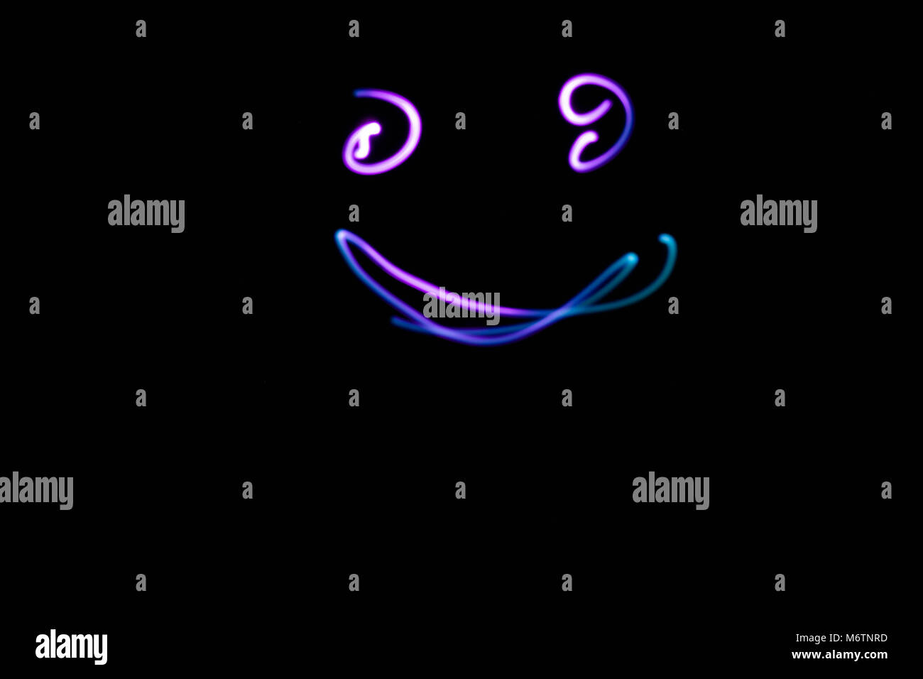Neon Smiley Face Bright Colors Gradient Blue And White Stock Photo Alamy