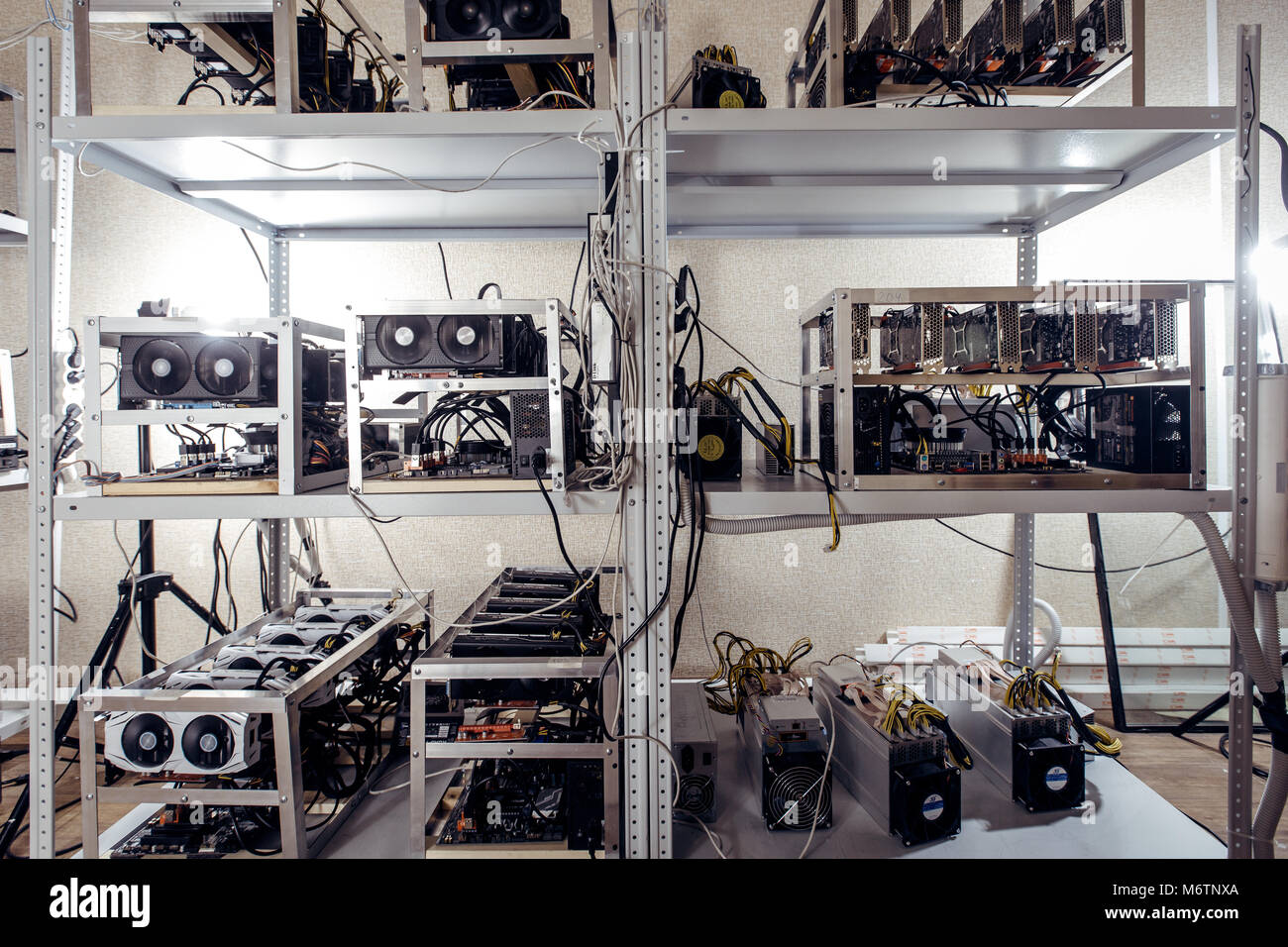 Shelves with computer installations Stock Photo - Alamy