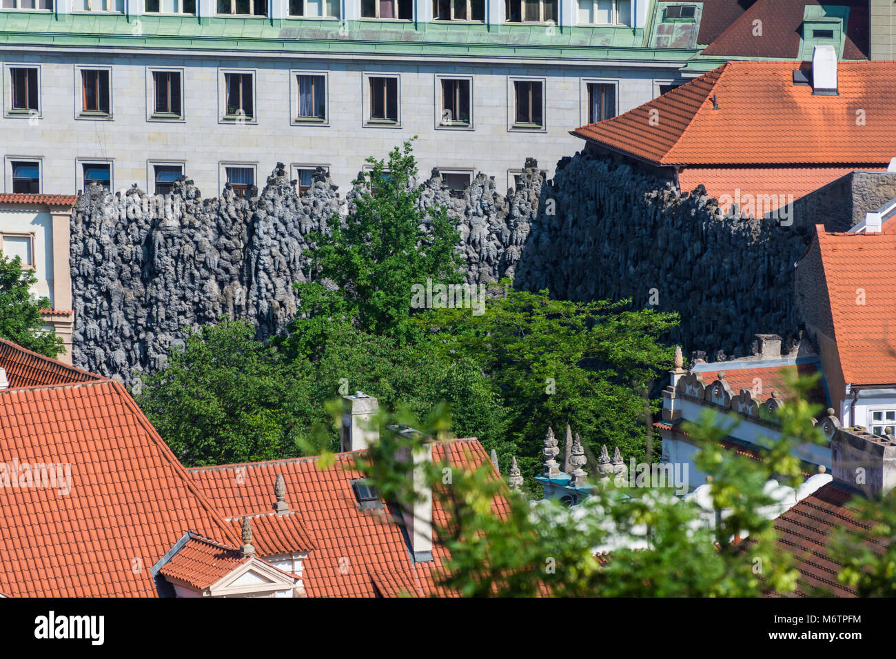 Dripstone wall in Prague seen from above Stock Photo