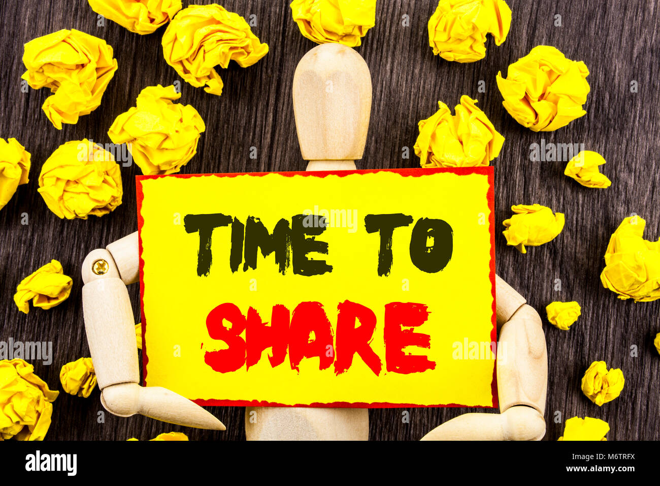 Announcement text showing Time To Share Question. Concept meaning Your