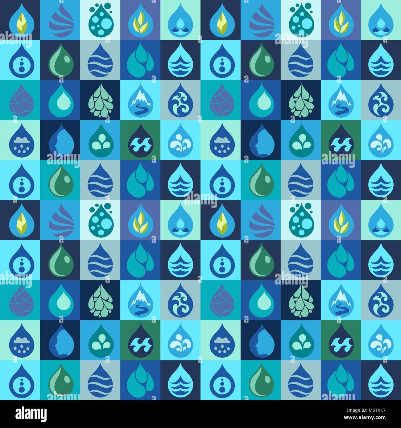Seamless pattern with water icons in flat design style Stock Vector ...