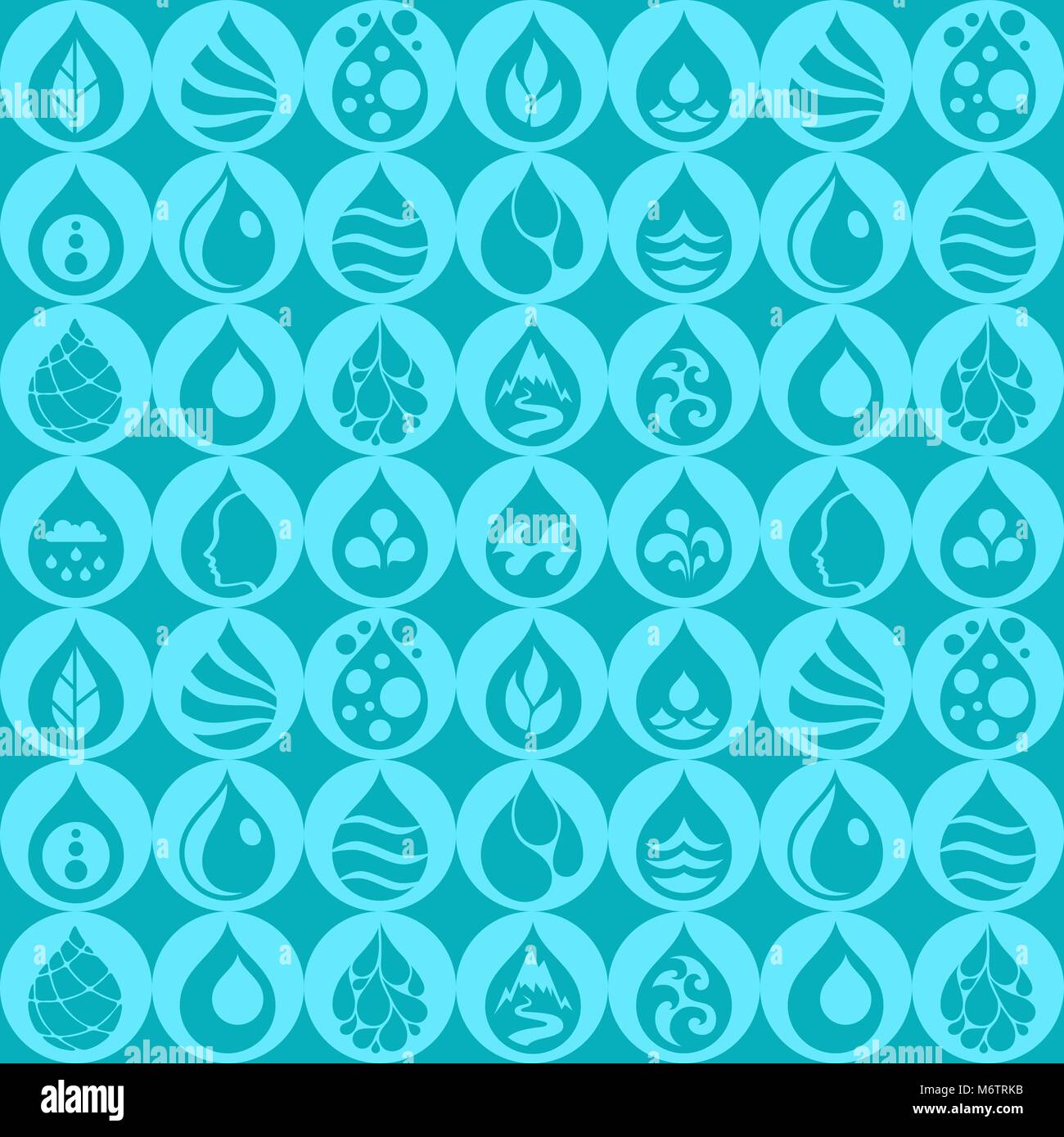 Seamless pattern with water icons in flat design style Stock Vector ...