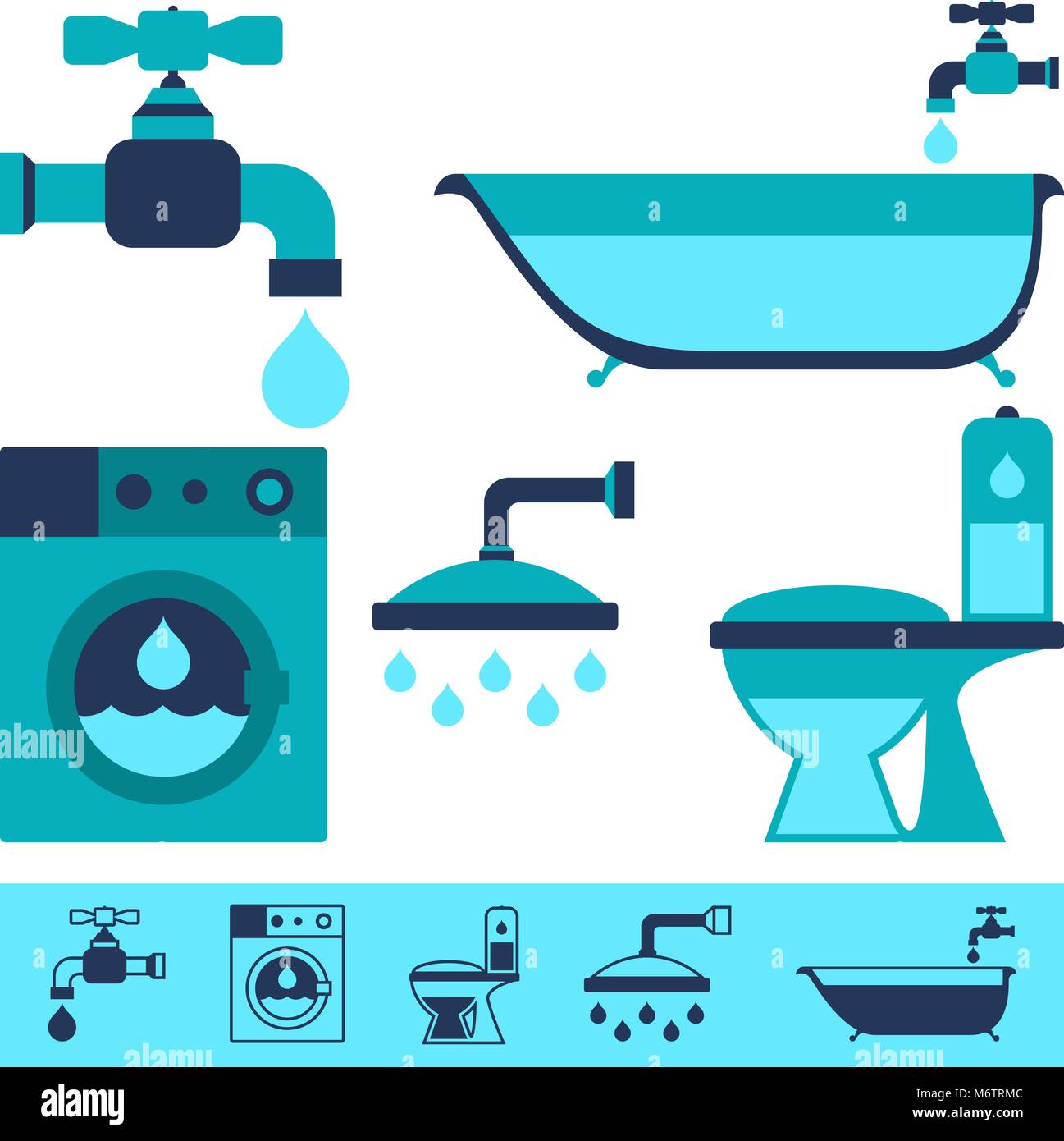 Plumbing equipment icons in flat design style Stock Vector Image & Art ...