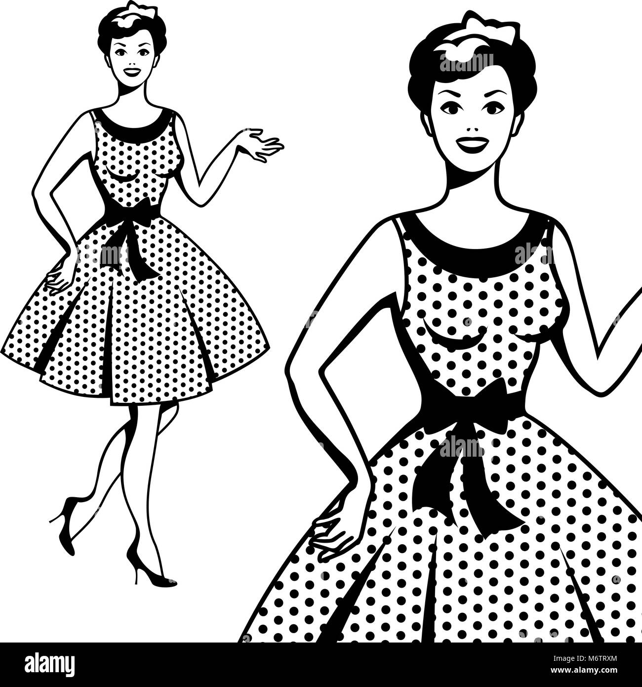 Cartoon Pin Up Girl Black And White