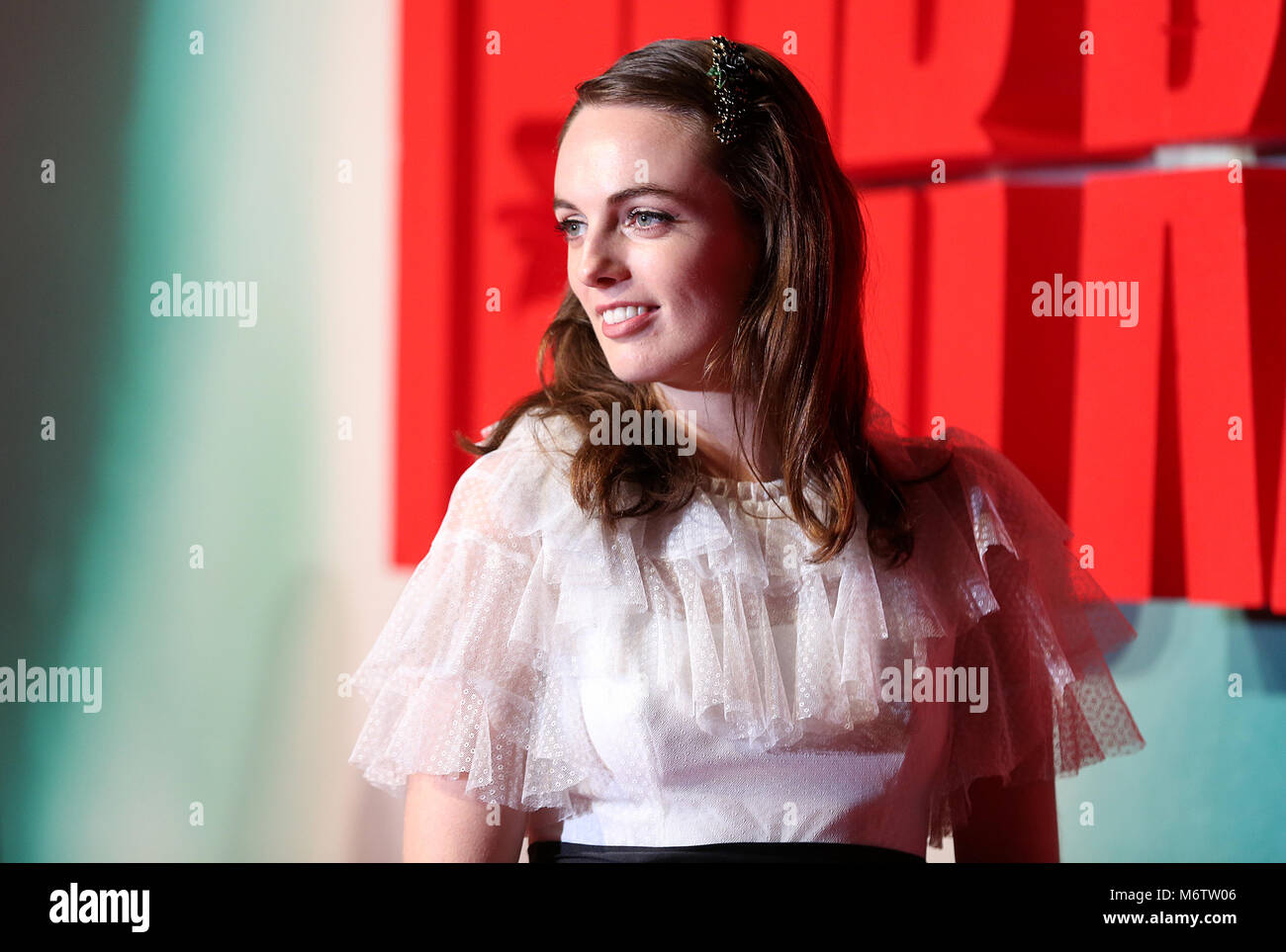 Violet Manners attending the Tomb Raider European Premiere held at Vue