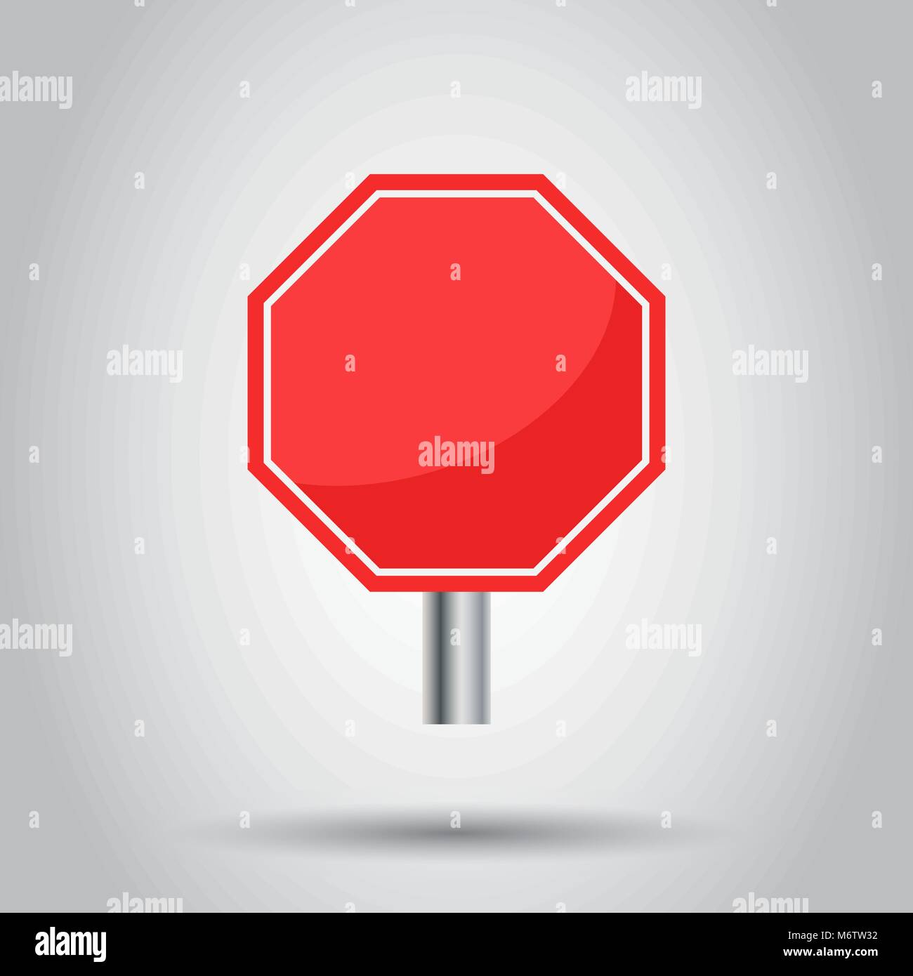 Blank red stop sign vector icon. Empty danger symbol vector