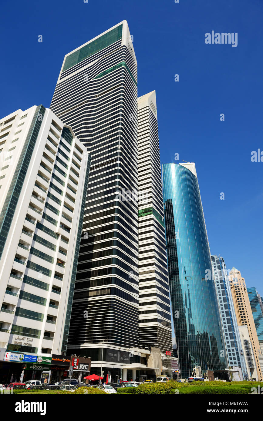 DUBAI, UAE - NOVEMBER 19: The view on Nassima Towers hotel apartments on November 19, 2017. Stock Photo