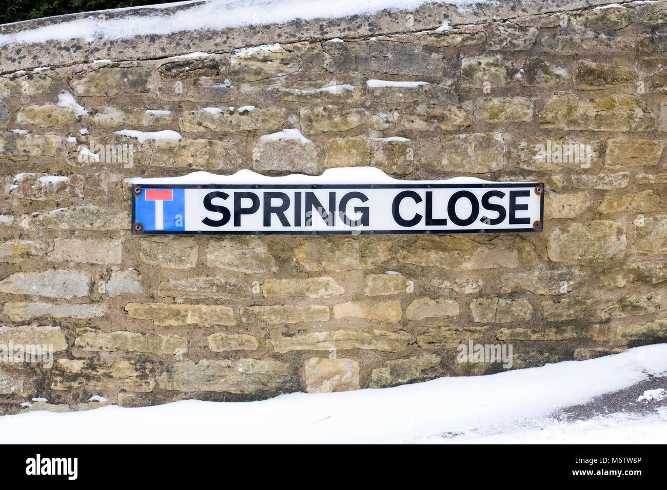 Spring Close street name sign. Stock Photo