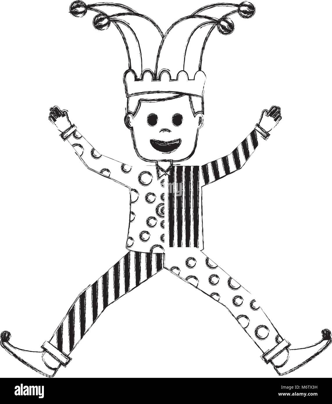 Joker Jumping Surprise Fools Day Character Happy Vector Illustration Sketch Image Stock Vector Image Art Alamy