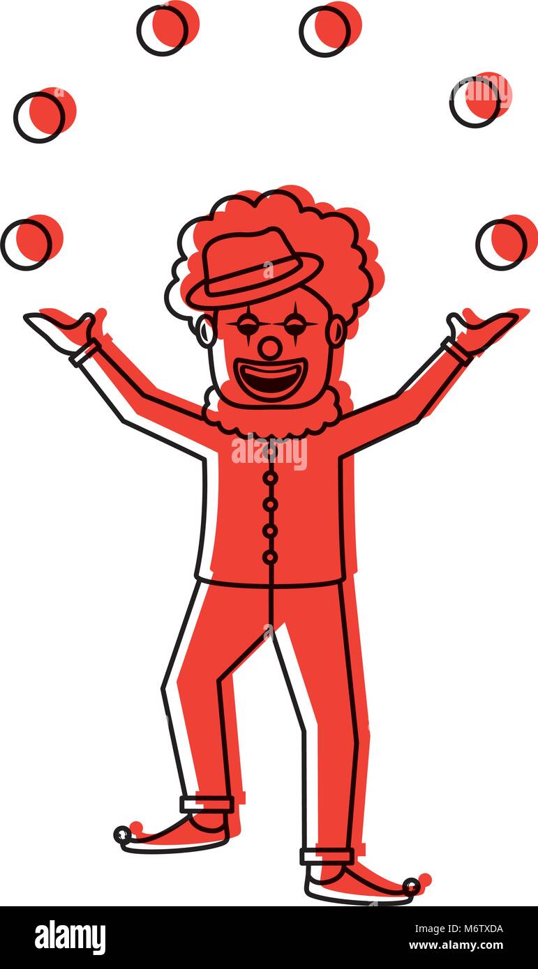 happy smiling clown juggling balls show character vector illustration ...