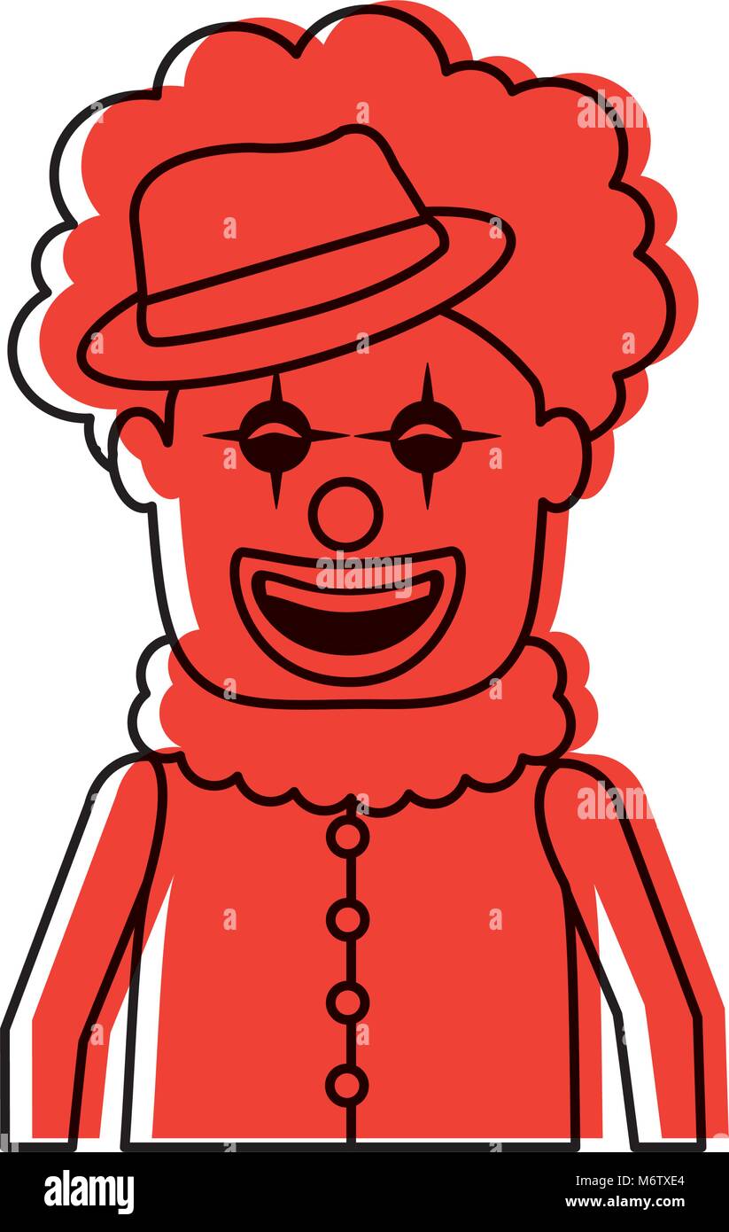portrait happy clown with makeup and hat vector illustration Stock ...
