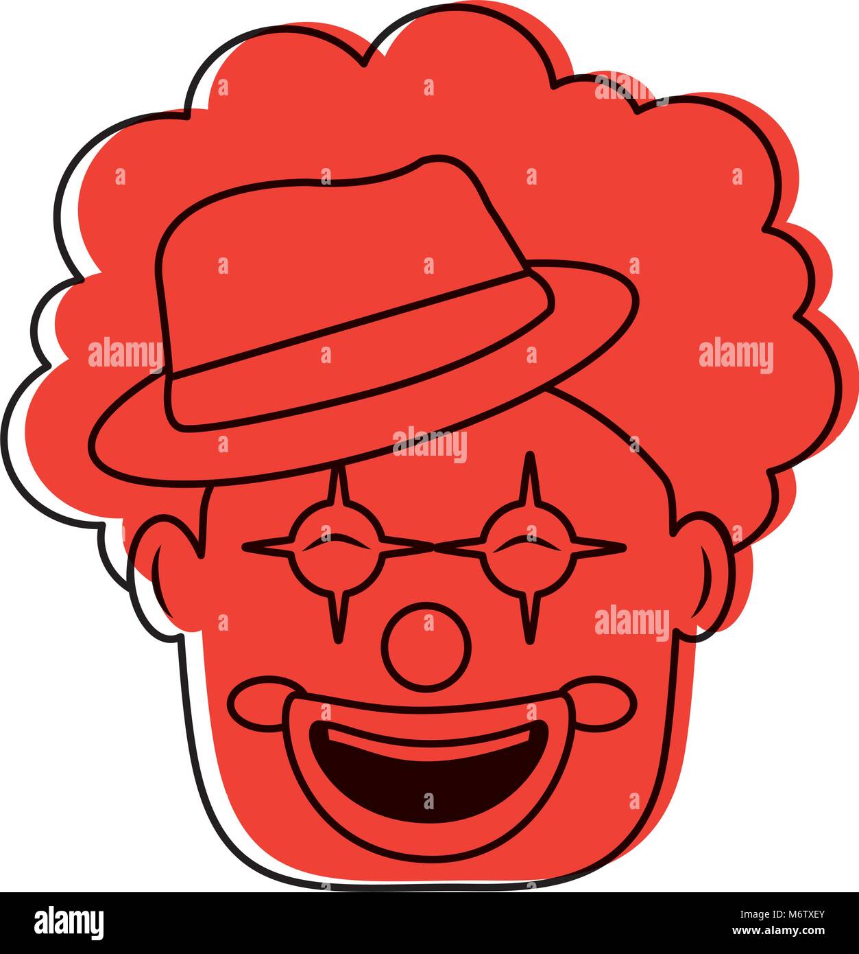 smiling clown face with hat and hair funny vector illustration Stock ...