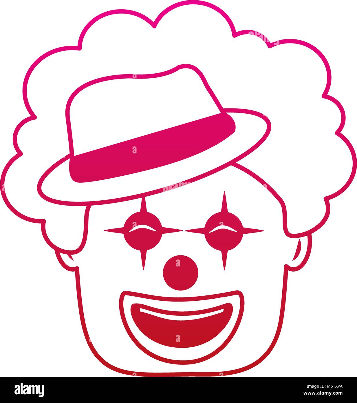 smiling clown face with hat and hair funny vector illustration gradient ...