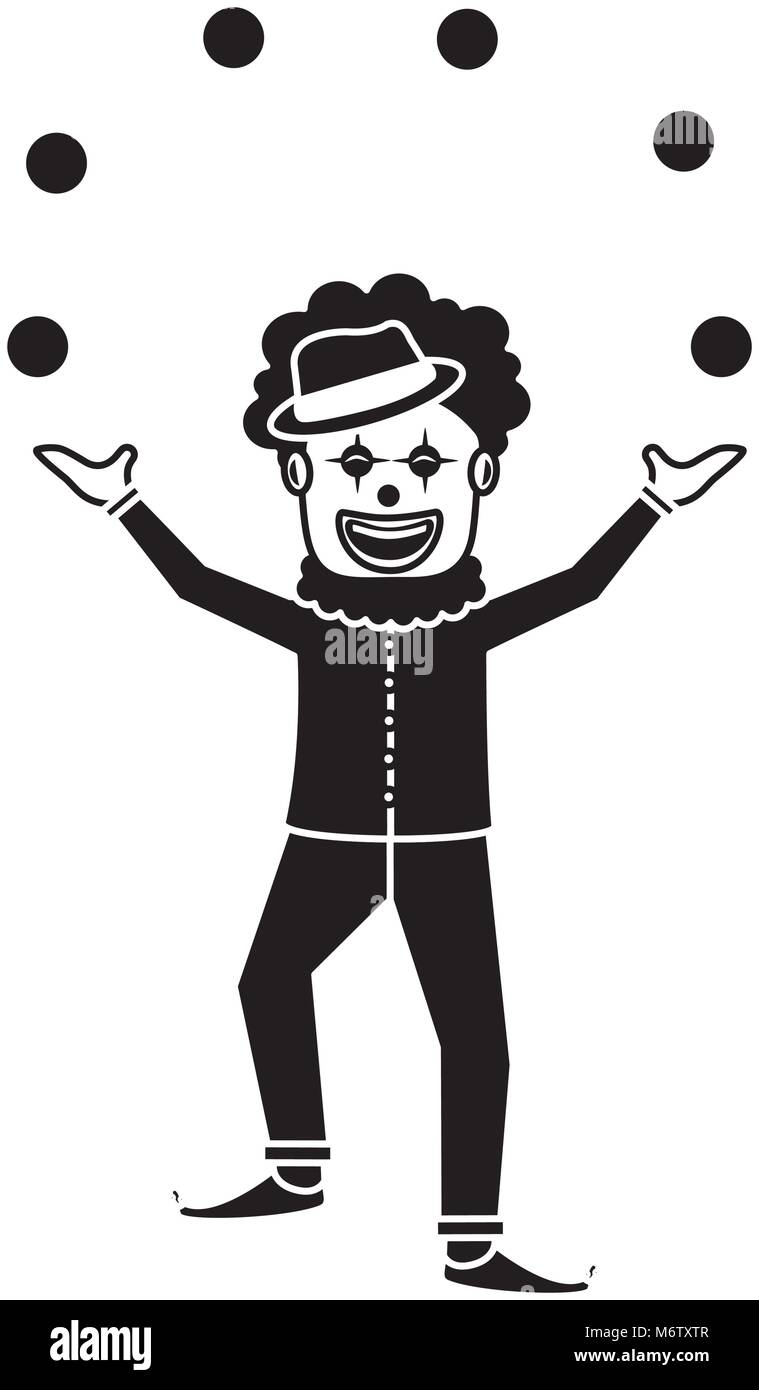 happy smiling clown juggling balls show character vector illustration ...