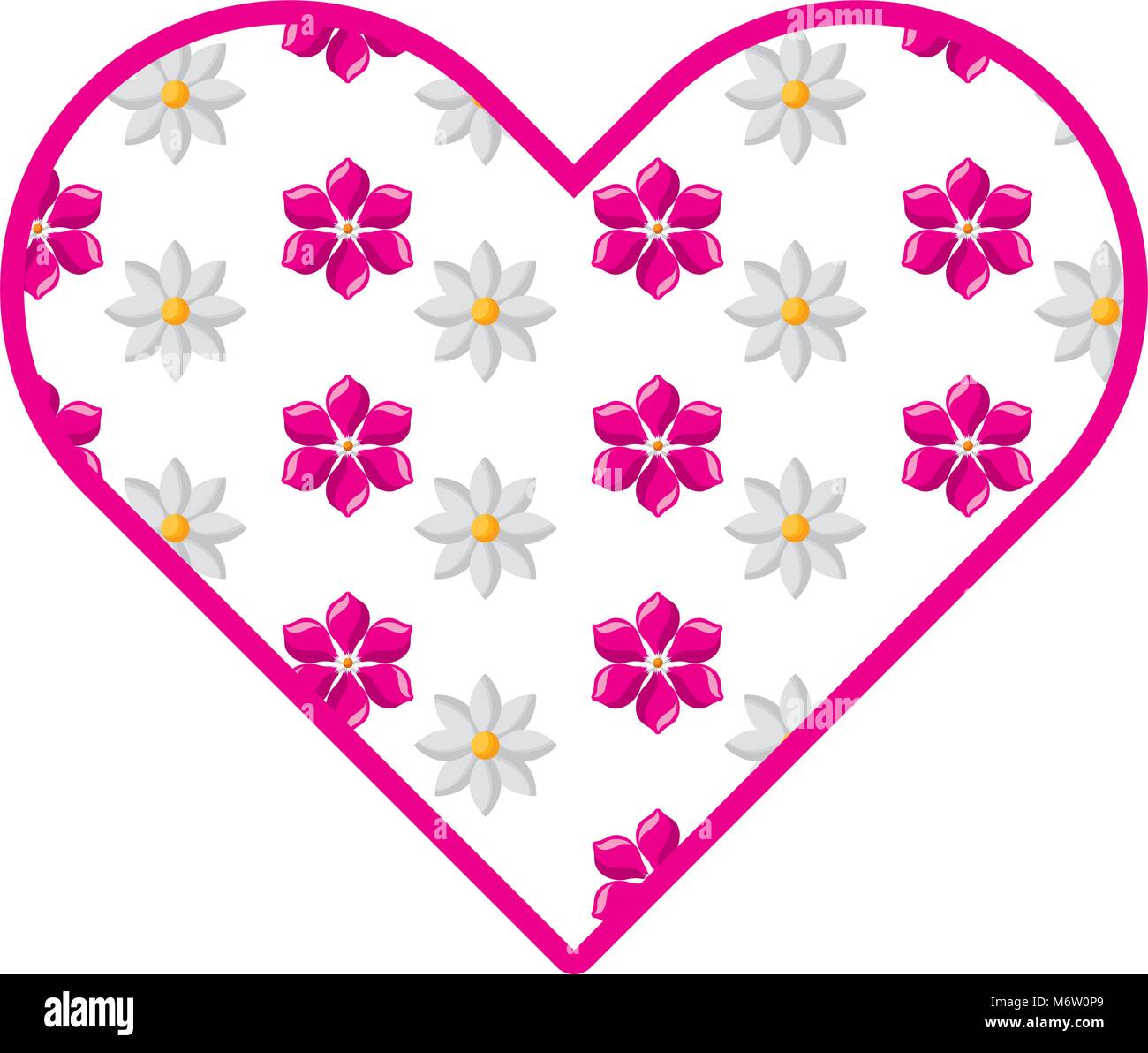 delicate heart with jasmine flower decoration vector illustration Stock