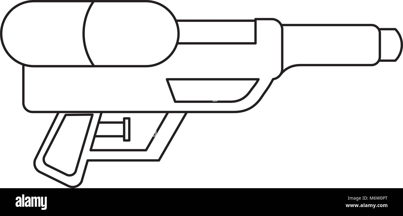 water gun shoot splash toy plastic vector illustration outline image