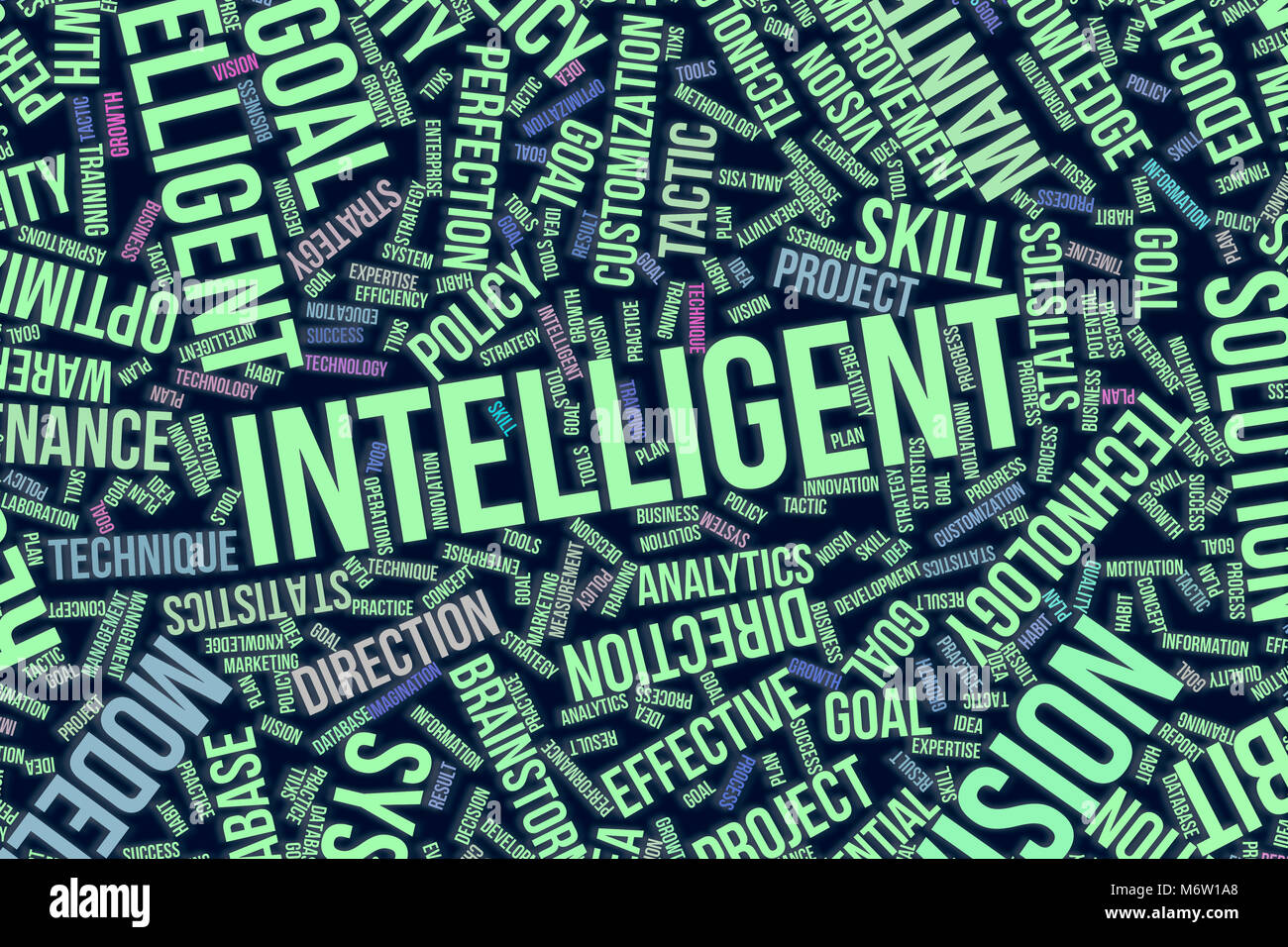Intelligent, business conceptual word cloud for for design wallpaper, texture or background Stock Photo