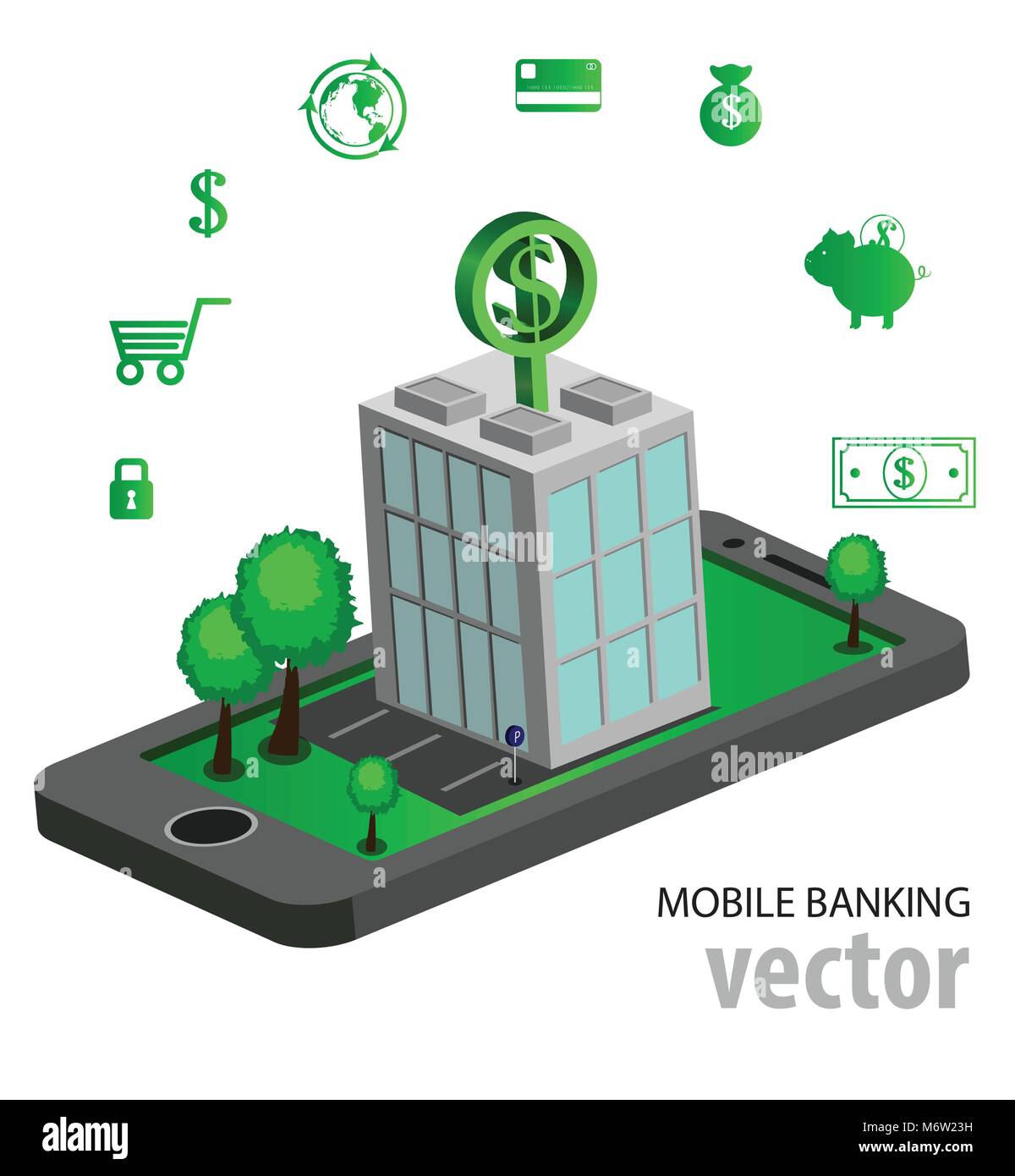 Flat isometric mobile banking Stock Vector Image & Art - Alamy