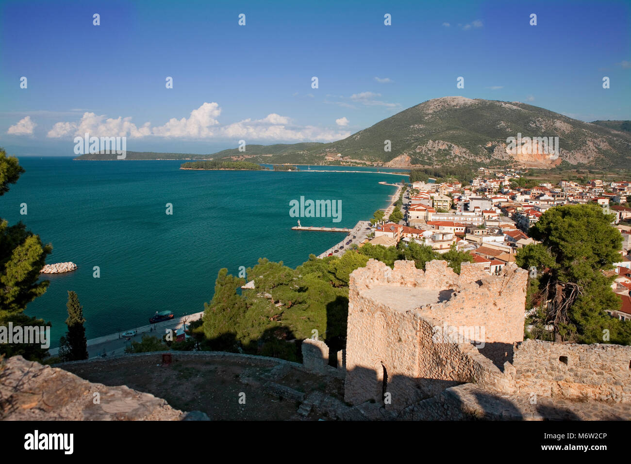 View from the Venetian fortress over Vonitsa, Ambracian Gulf, Greece Stock Photo