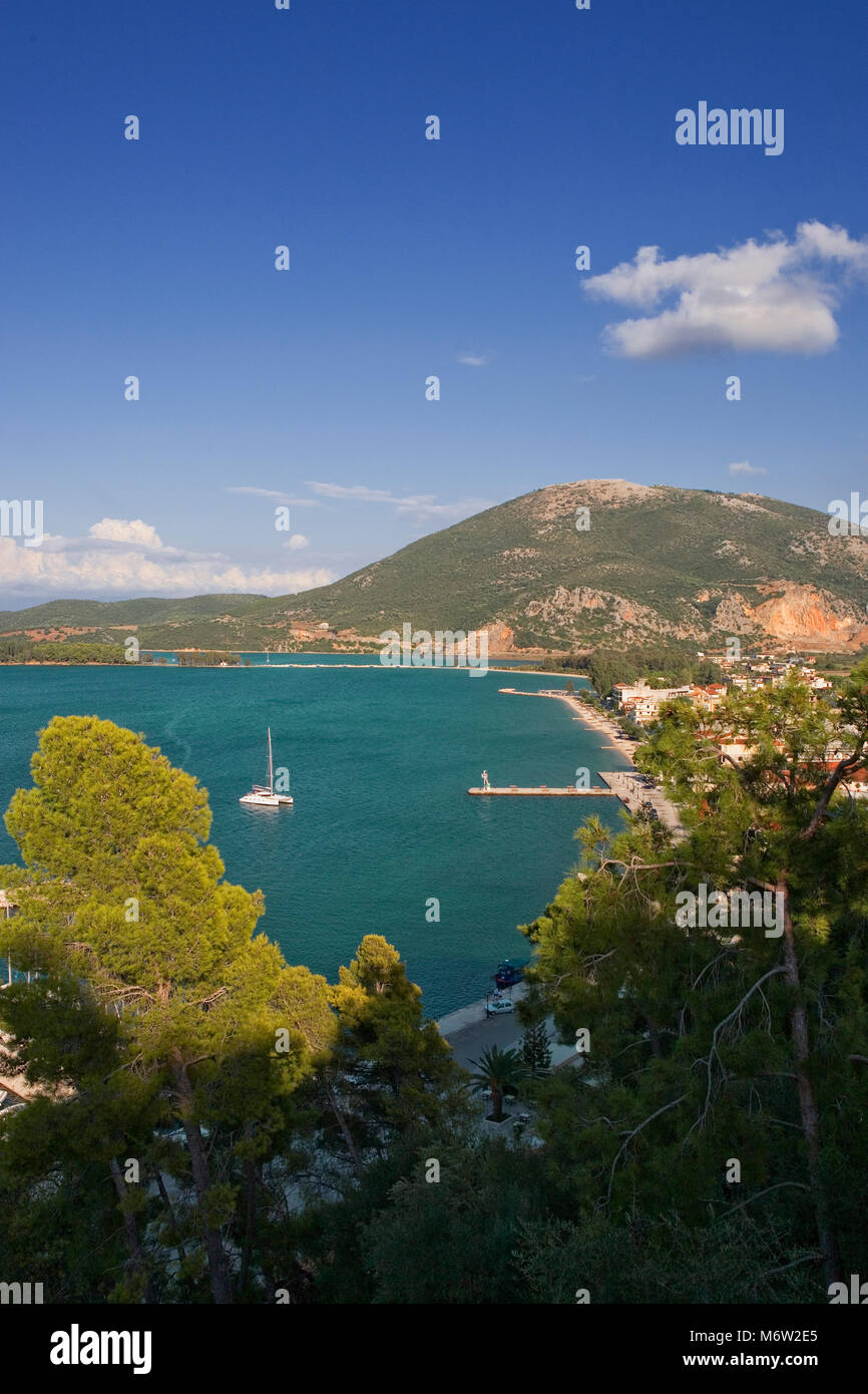 View from the Venetian fortress over Vonitsa, Amvrakkios Gulf, Greece Stock Photo