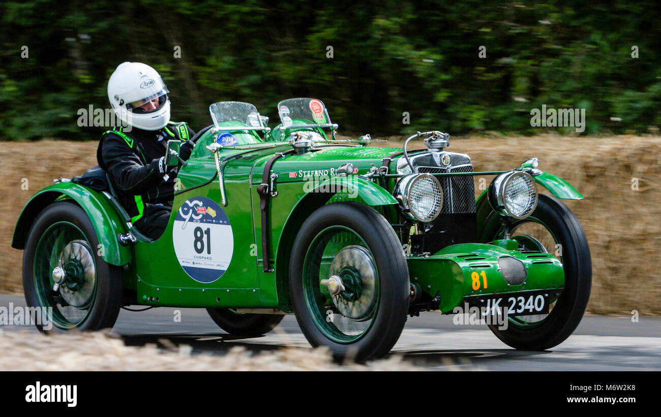 A beautiful 1932 MG C Type Monthlerey Midget 750cc Supercharged  driven by Gary Ford at the Goodwood Festival of Speed 2017 - JK2340 Stock Photo
