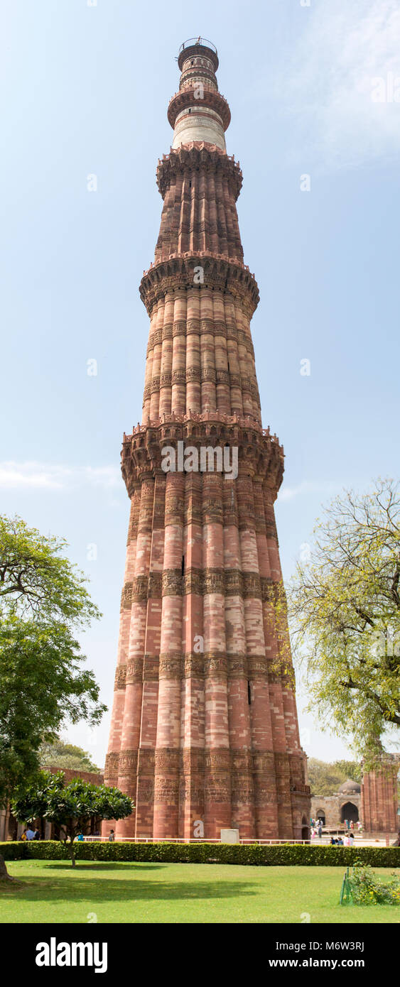The world's tallest brick minaret, Qutub (Qutb) Minar, at Qutb Complex in New Delhi, India Stock Photo