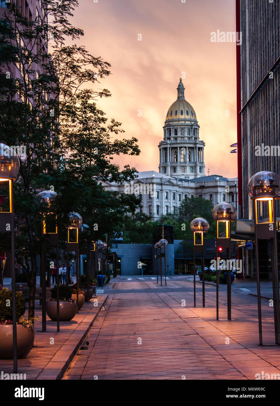 Denver, Colorado capital building and 16th St Mall Stock Photo