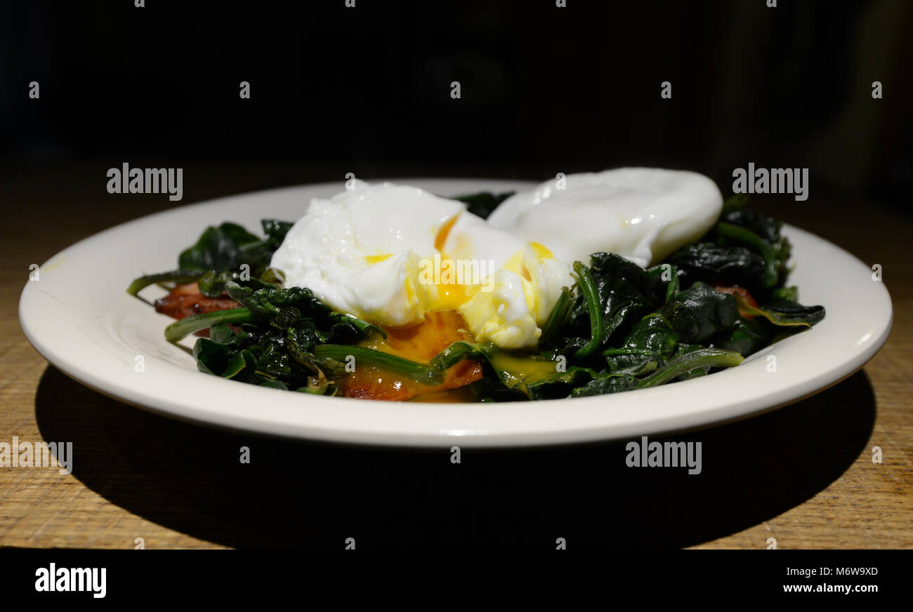 A plate of Eggs Florentine. Stock Photo