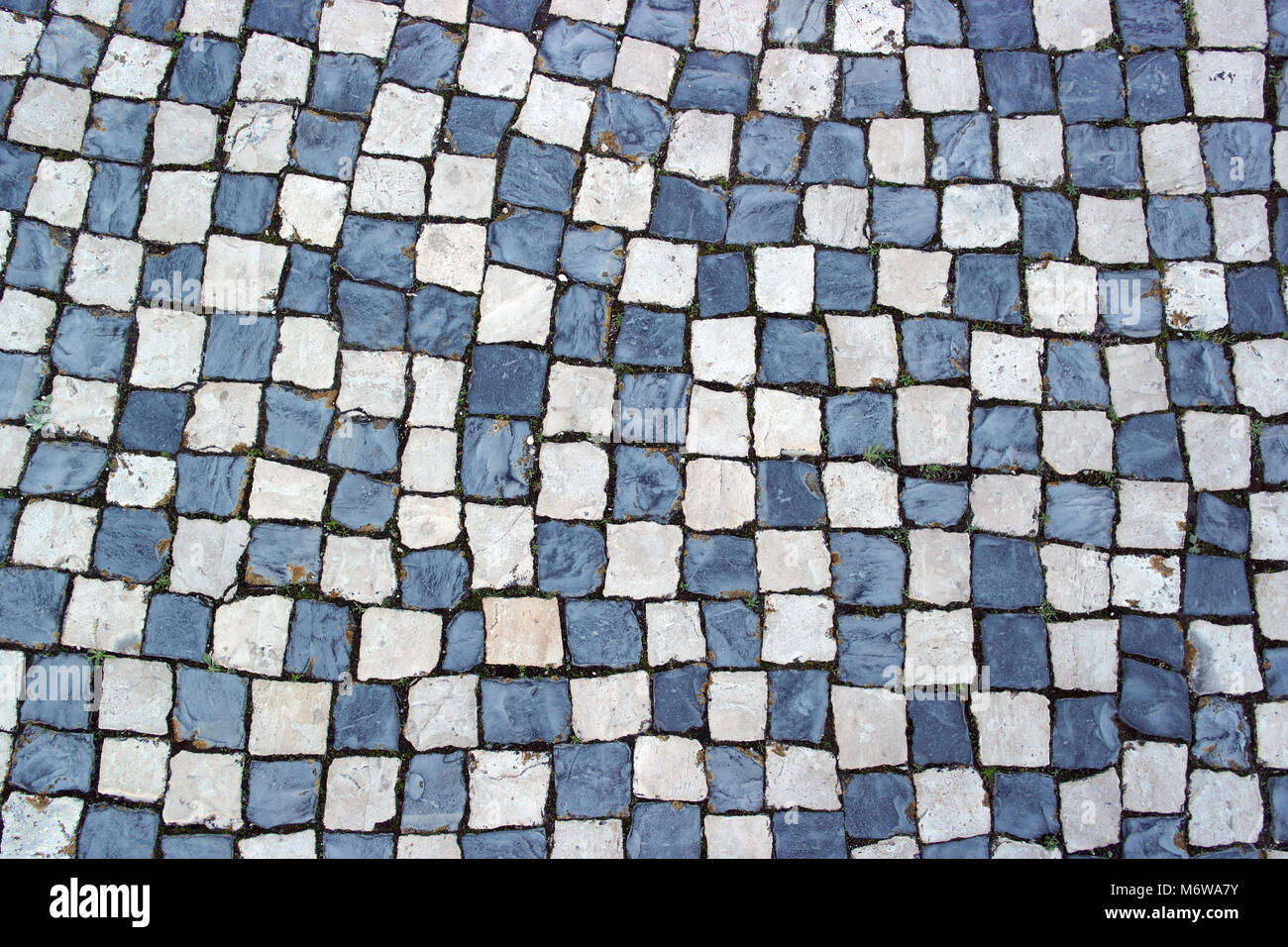 Detail of the typical portuguese pavement, the calçada portuguesa Stock Photo
