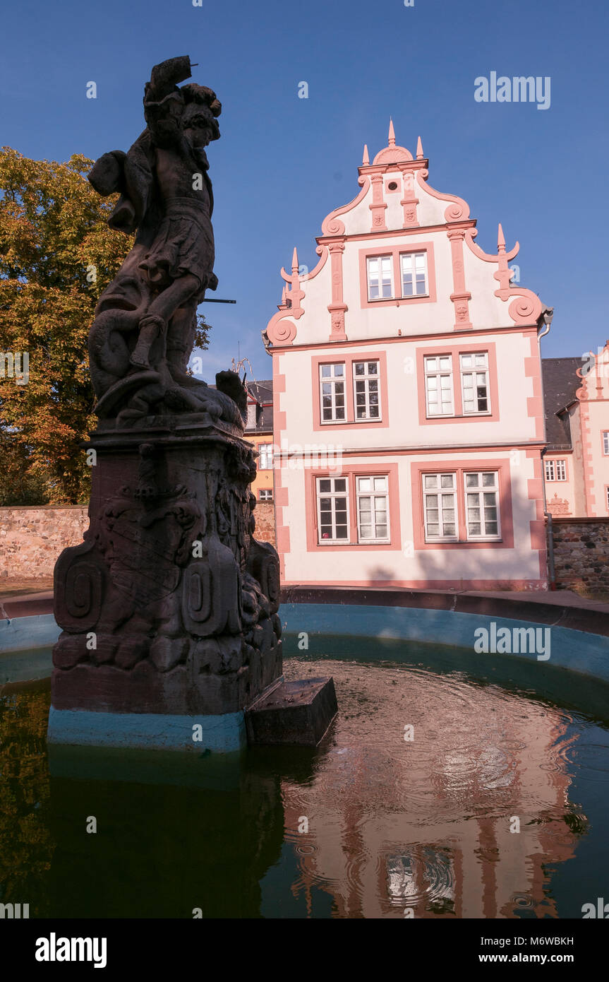 Sankt Georgsbrunnen, Friedberg Schloss, Hessen, Deutschland, Europa Stock Photo