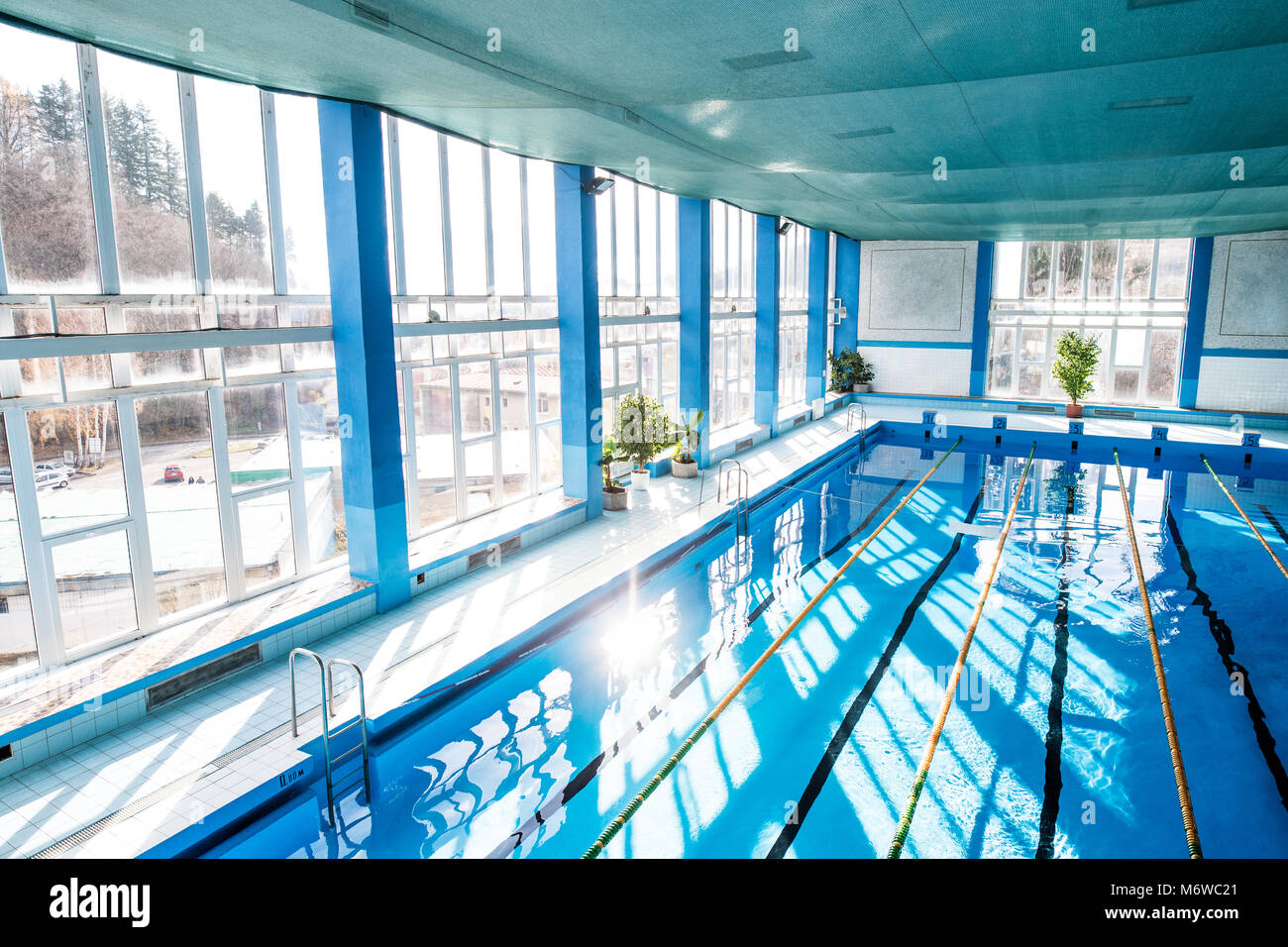 An interior of an indoor public swimming pool Stock Photo Alamy