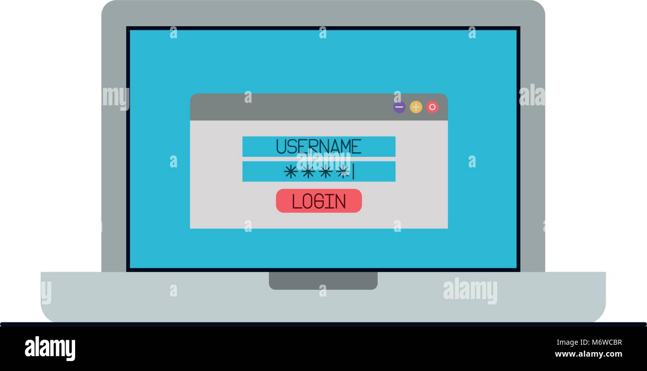 laptop computer with login menu Stock Vector Image & Art - Alamy