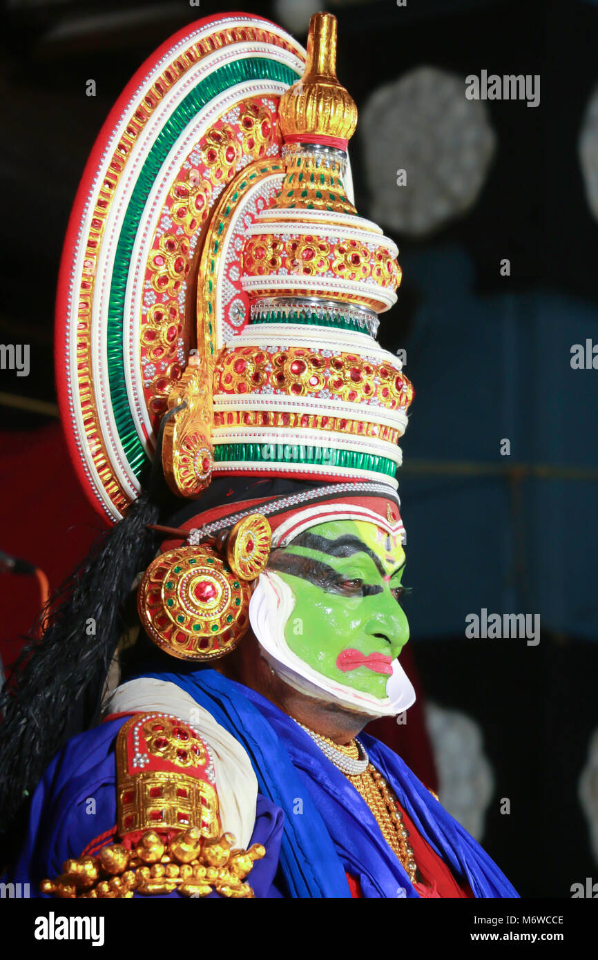 South Indian  Kathakali dancers. South Indian cultural performance Stock Photo