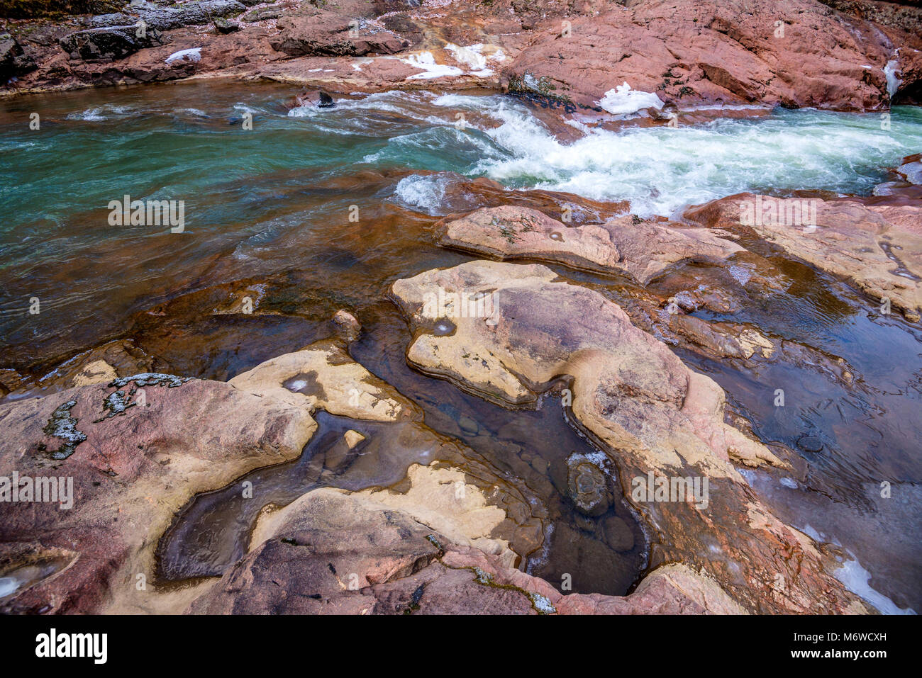 Landscape with mountain river and forest Stock Photo - Alamy