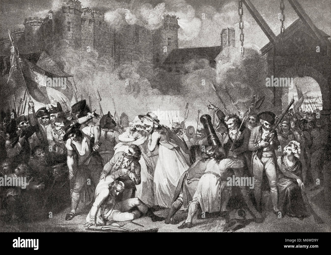 The Storming of the Bastille, Paris, France, 14 July 1789. From Hutchinson's History of the Nations, published 1915. Stock Photo