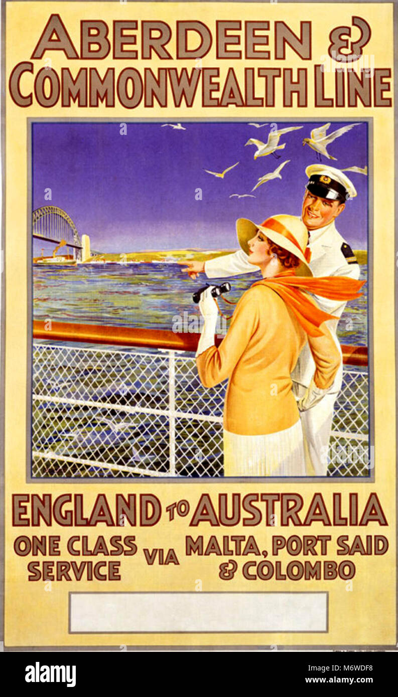 Shipping poster advertising the Aberdeen & Commonwealth Line Stock Photo