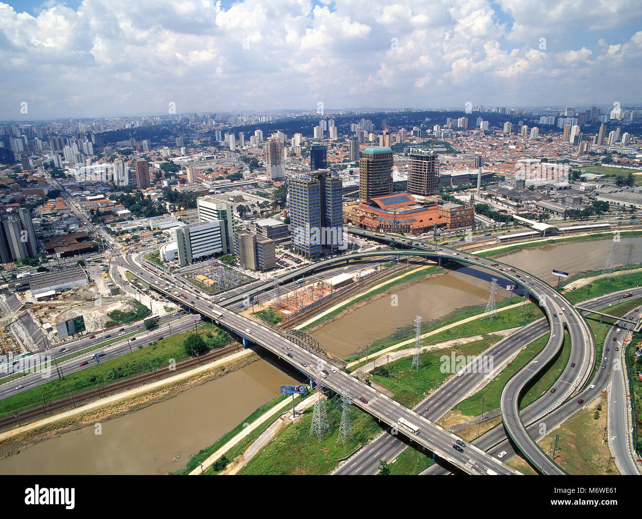 Aerial view, Market Place Shopping, Morumbi Avenue, Sao Paulo, Brazil