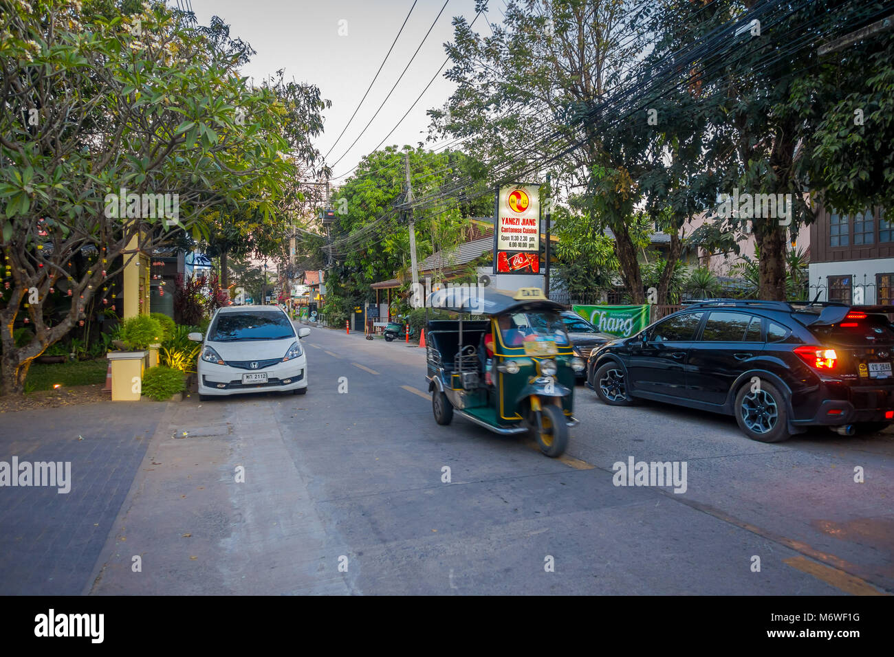 CHIANG RAI, THAILAND - FEBRUARY 01, 2018: Outdoor view of motorcycle ...