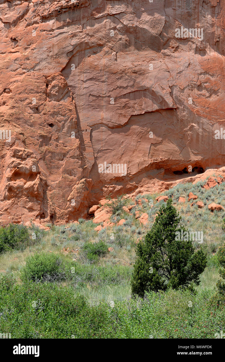 View of wall at ground level in Garden of the Gods Stock Photo