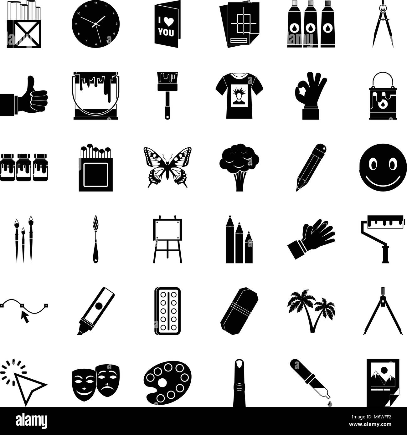 Paint icons set, simple style Stock Vector