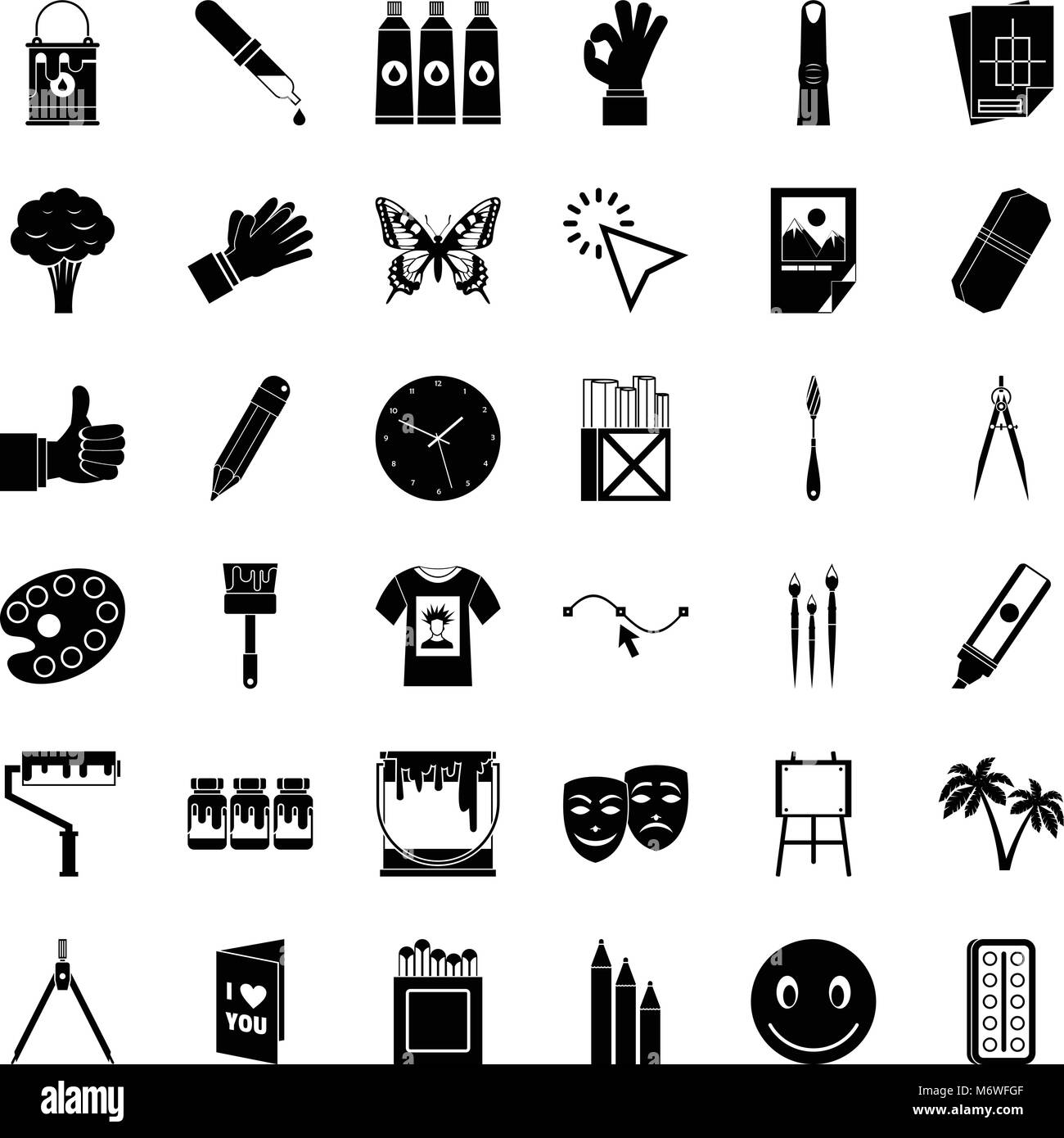 Paint material icons set, simple style Stock Vector