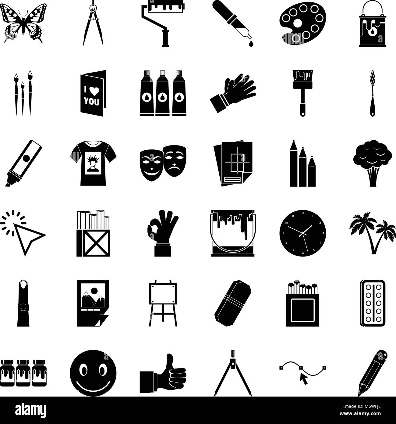 Dye icons set, simple style Stock Vector