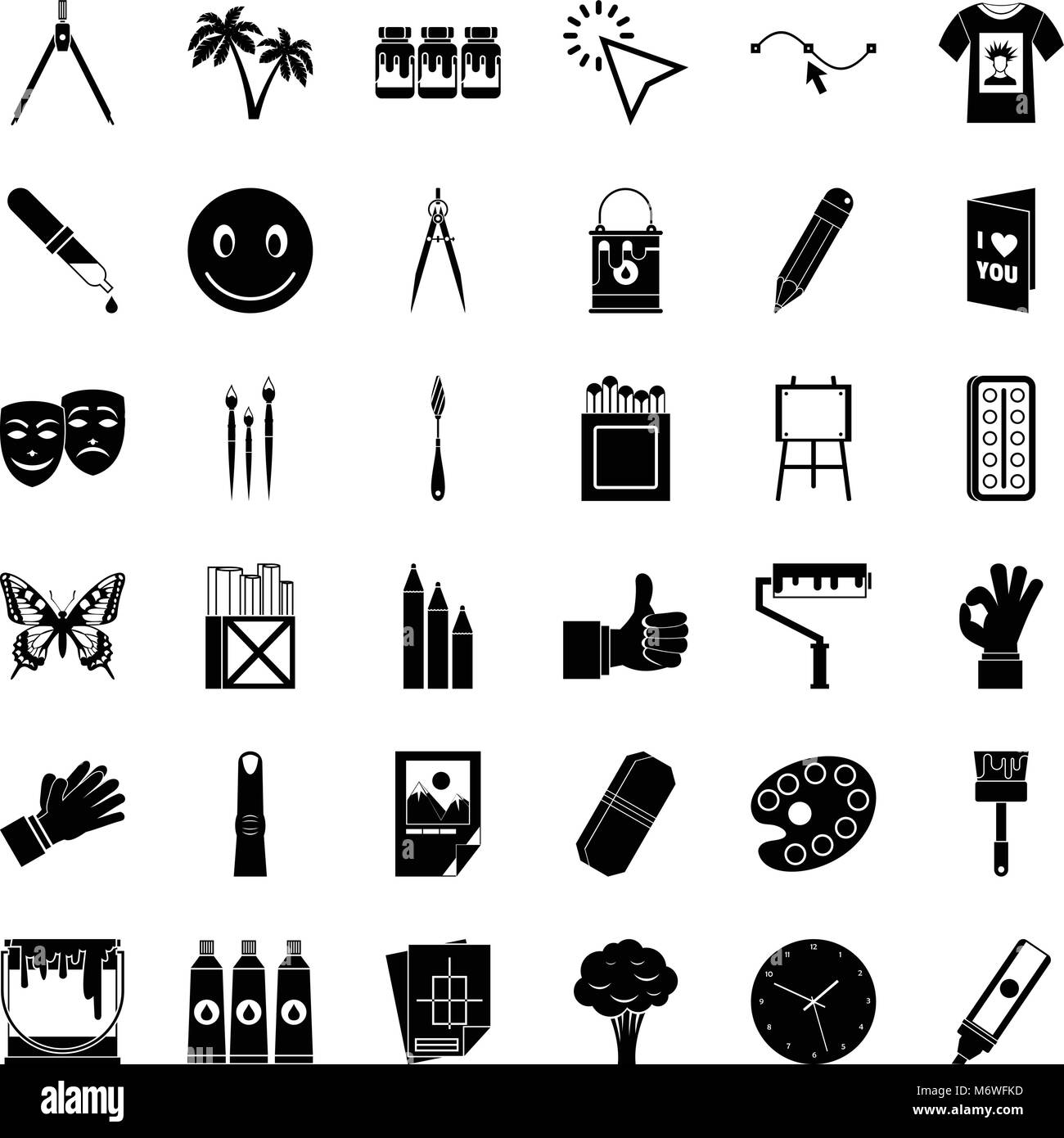 Pigment icons set, simple style Stock Vector