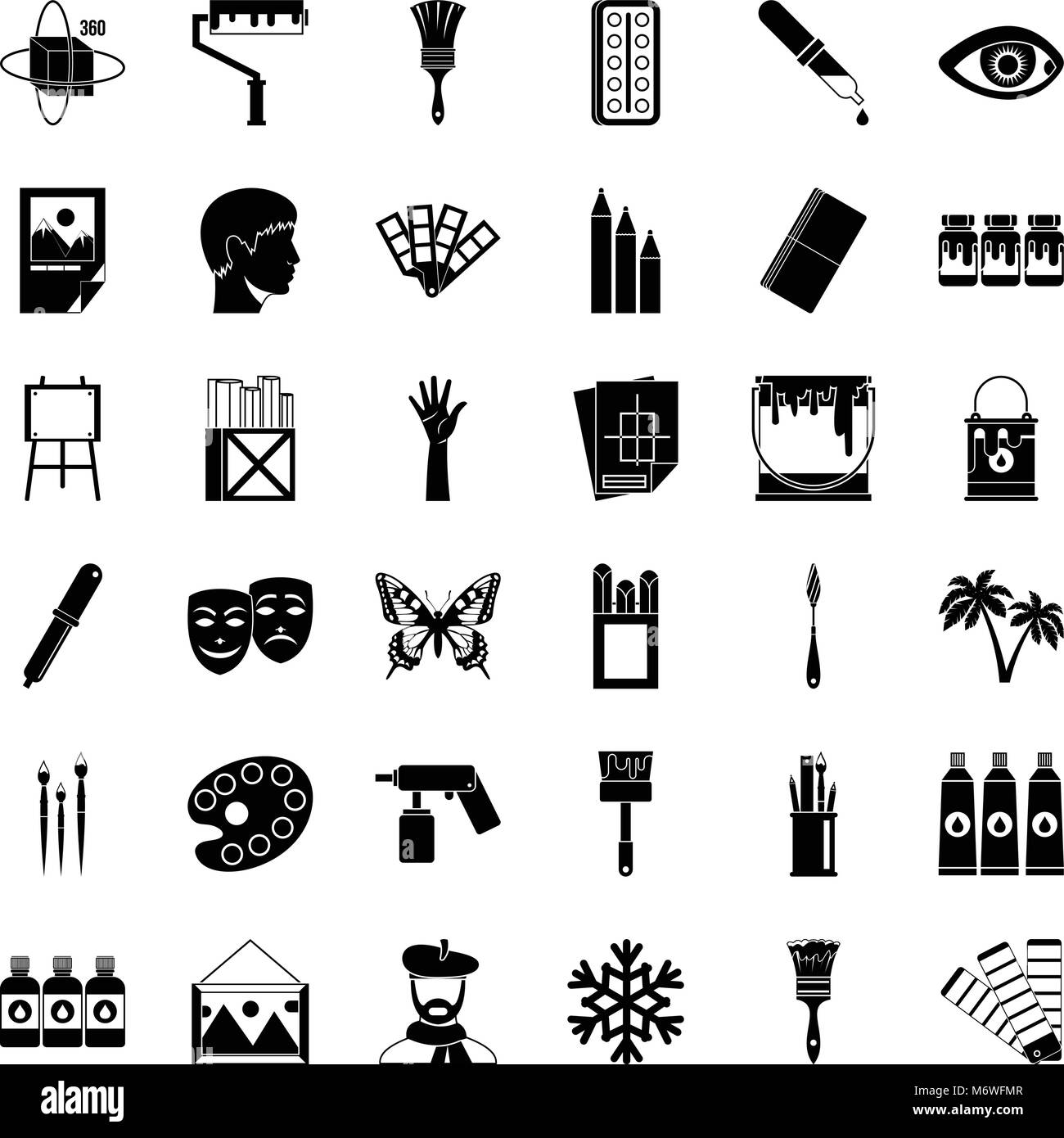 Drawing school icons set, simple style Stock Vector